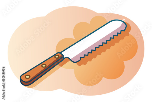 Serrated Bread Knife Vector Drawing – Crisp Line Art