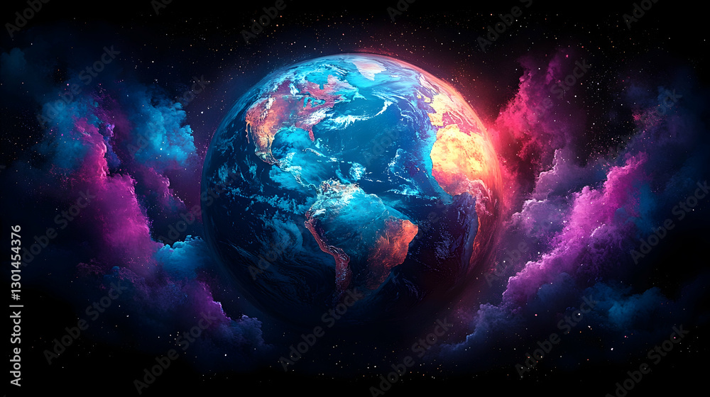 Fototapeta premium Earth in Cosmic Clouds
