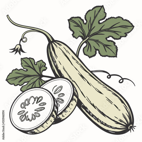 Realistic full-body bottle gourd vector artwork