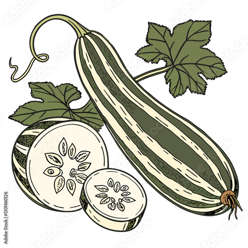 Realistic full-body bottle gourd vector artwork