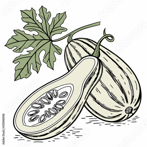 Realistic full-body bottle gourd vector artwork