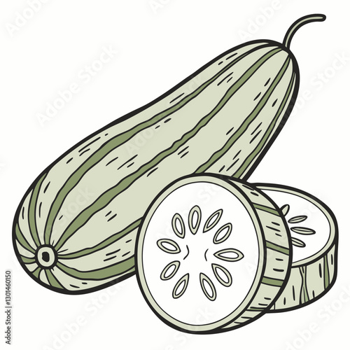 Realistic full-body bottle gourd vector artwork