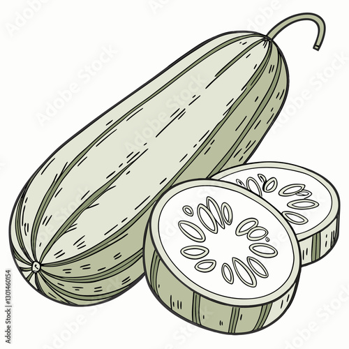 Realistic full-body bottle gourd vector artwork