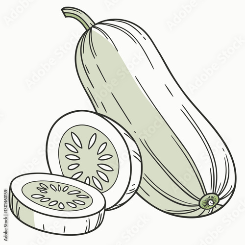 Realistic full-body bottle gourd vector artwork