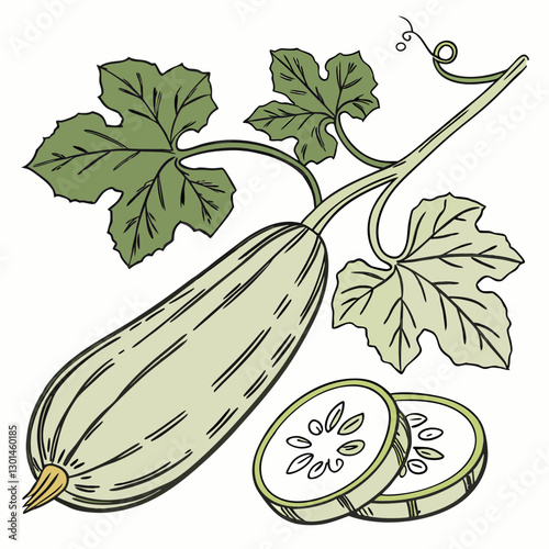 Realistic full-body bottle gourd vector artwork