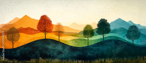 four seasons background illustration, generative ai