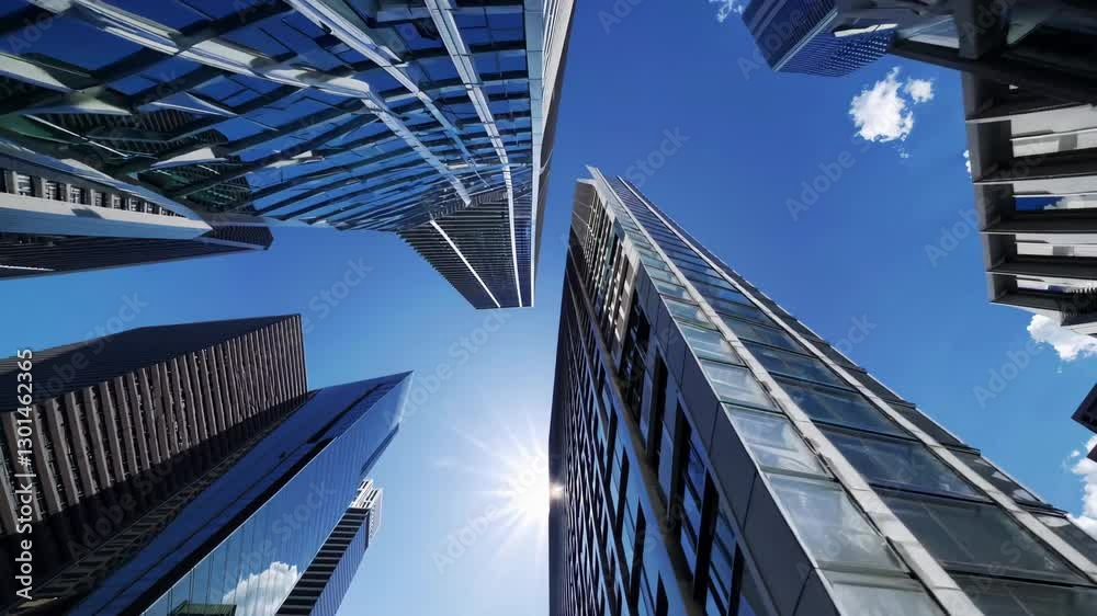 Low angle perspective showcasing chicago downtown