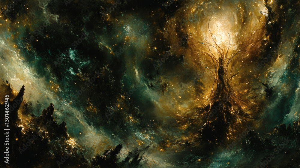 Obraz premium Abstract Cosmic Landscape With Vibrant Colors