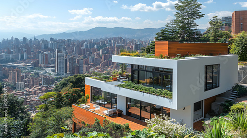 Modern hillside home overlooking Colombian city