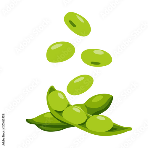 Soybean pods, edamame beans vector illustration for ad soy product.eps 10. perfect for wallpaper or design elements	