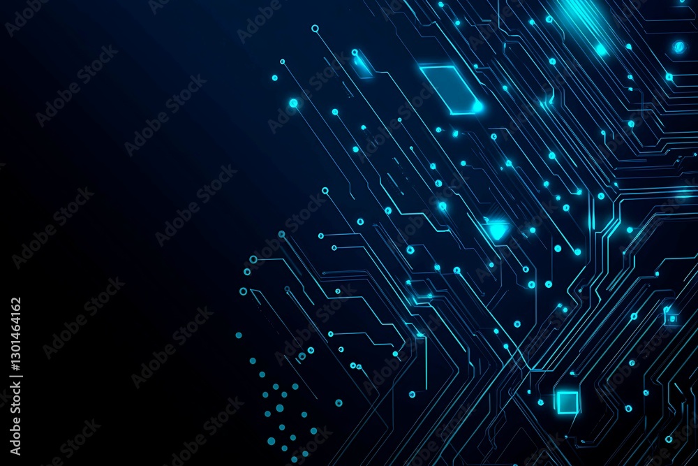 Abstract close-up of a glowing blue digital circuit board, showcasing intricate connections and technological design on a black background.
Abstract close-up of a glowing blue digital circuit board, showcasing intricate connections and technological design on a black background.