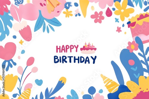 Happy birthday greeting card. Paper cut and craft style.
