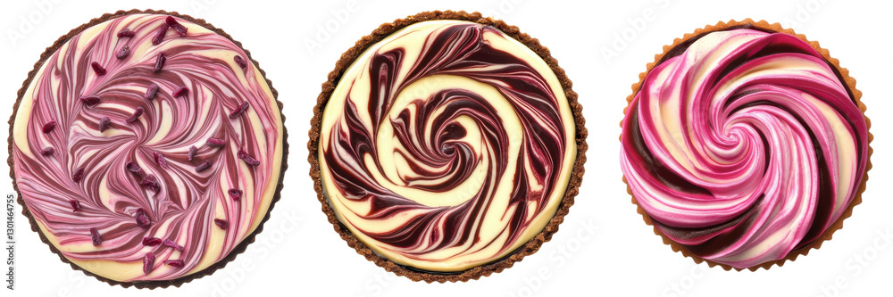 Obraz premium set of a swirls and whirls design highlights swirled cheesecake isolated a transform background.