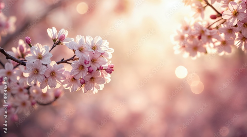 Delicate cherry blossoms in full bloom, soft pastel hues, pink and white petals glowing in golden sunlight, bokeh effect, gentle romantic atmosphere, springtime beauty, nature scene, dreamy floral Delicate cherry blossoms in full bloom, soft pastel hues, pink and white petals glowing in golden sunlight, bokeh effect, gentle romantic atmosphere, springtime beauty, nature scene, dreamy floral
