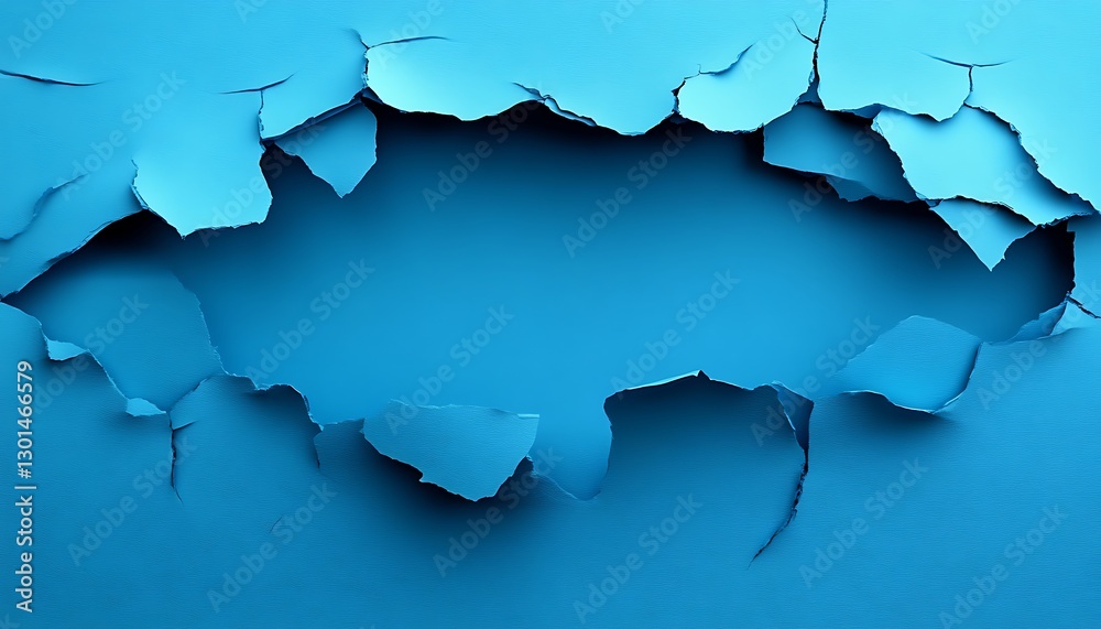 Obraz premium Blue surface, cracked hole, background texture