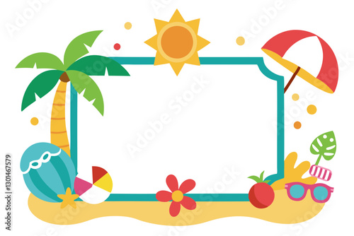 Vibrant Summer Frame Design on White Background