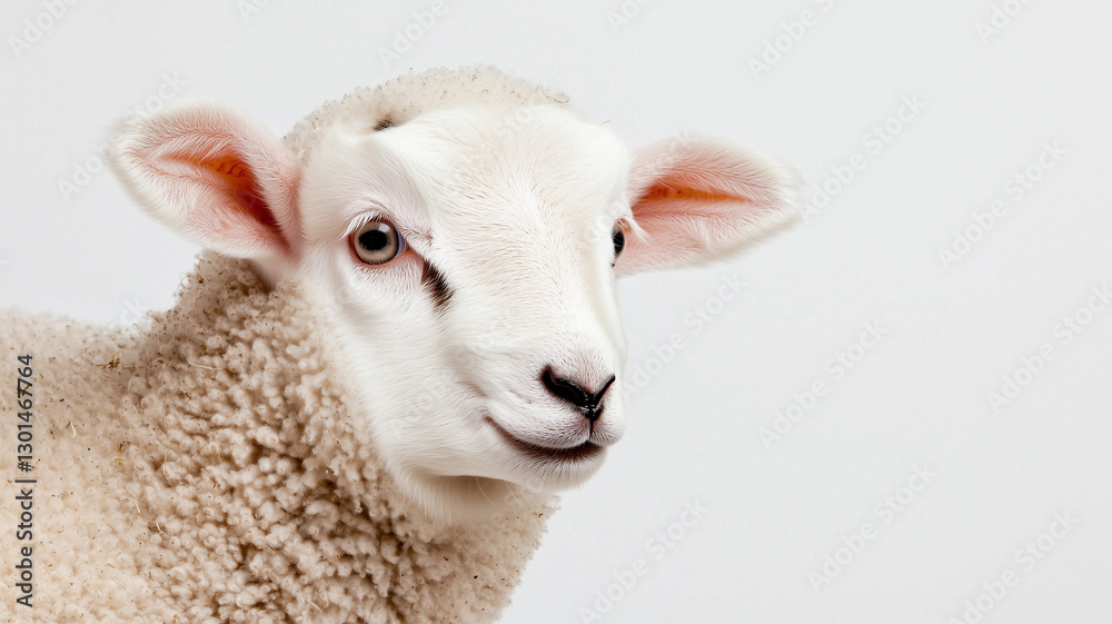 Fototapeta premium Cute White Lamb Isolation 