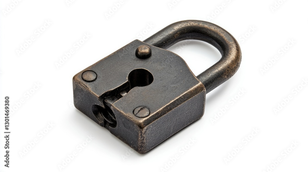 Sleek Metallic Pad Lock Isolated on a Clean White Background - A Symbol of Security and Safety with Key Sleek Metallic Pad Lock Isolated on a Clean White Background - A Symbol of Security and Safety with Key
