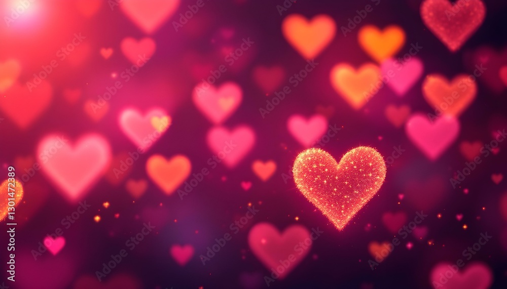 Blurred heart shapes, bokeh effect, romantic background Blurred heart shapes, bokeh effect, romantic background