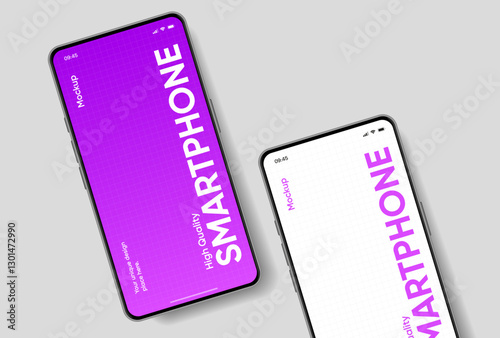 Realistic smartphone mockup. Mobile phone vector with isolated on white background. Device front view. 3D mobile phone with shadow. Realistic, high quality smart phone mockup for ui ux presentation.