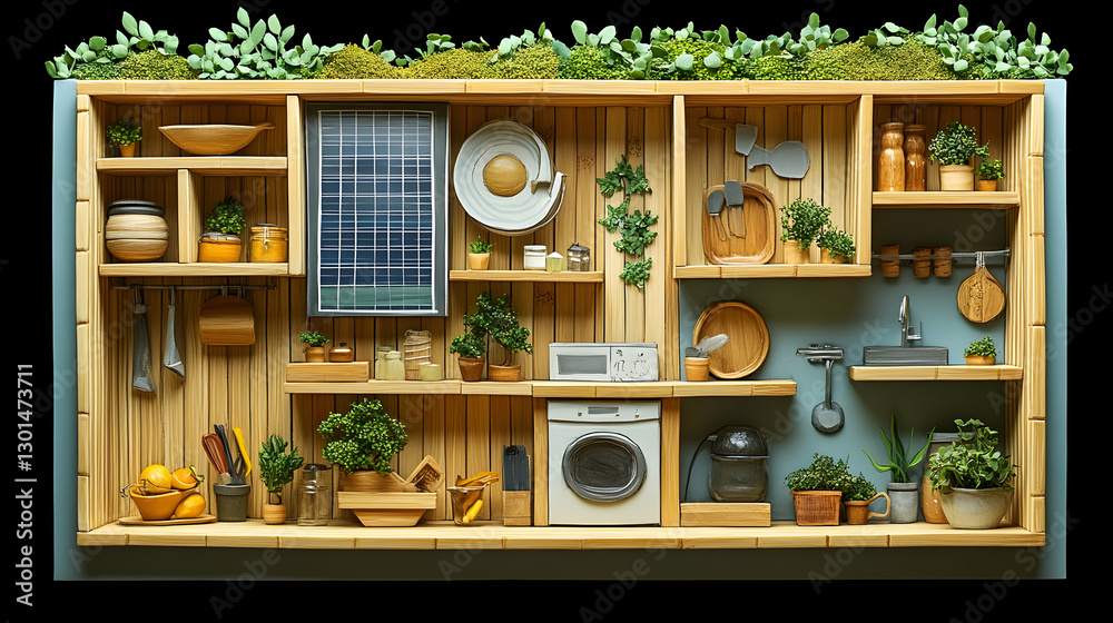 Miniature Wooden Kitchen Display with Garden Miniature Wooden Kitchen Display with Garden