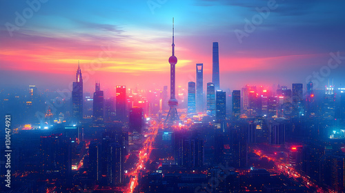 Wallpaper Mural Shanghai Skyline Sunrise Cityscape Torontodigital.ca