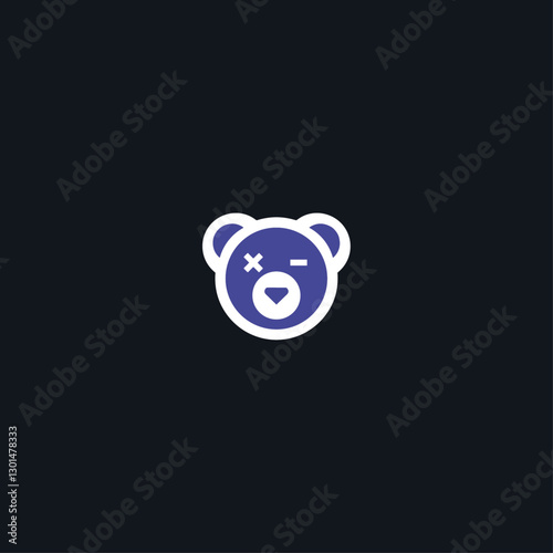 Game teddy icon logo flat vector design