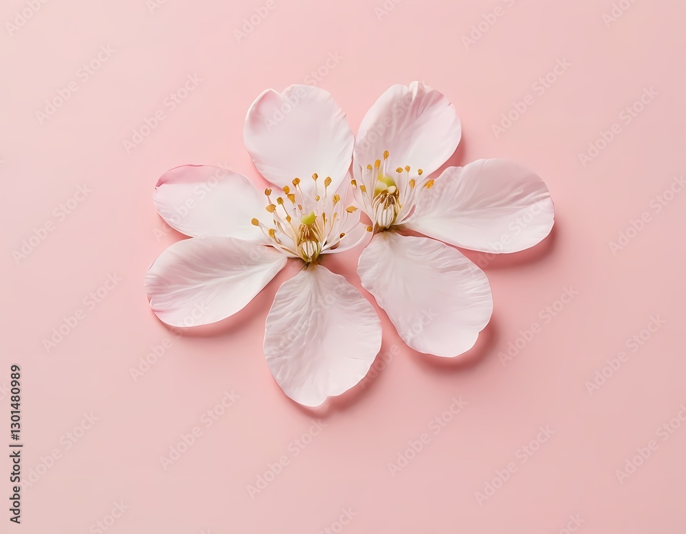 Cherry Blossom Petals with Copy Space on Pastel Background Cherry Blossom Petals with Copy Space on Pastel Background