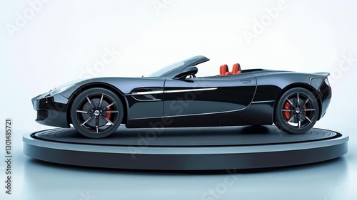 Sleek Black Convertible: A Luxury Sports Car