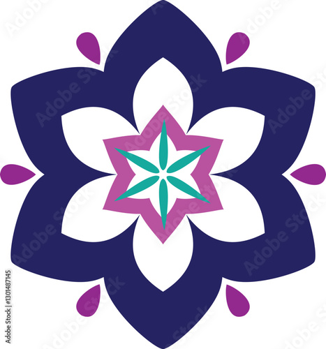 Abstract Blue and Pink Floral Petal Symbols