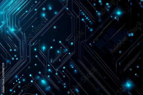 Wallpaper Mural Abstract close-up of a glowing blue digital circuit board, showcasing intricate connections and technological design on a black background.
 Torontodigital.ca