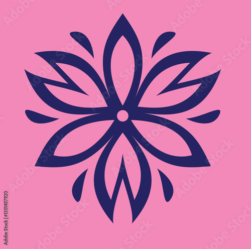 Abstract Blue and Pink Floral Petal Symbols