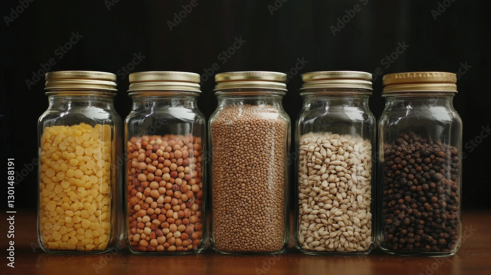 Glass jars filled with seeds, legumes, and spices --ar 16:9 --v 6.1 Job ID: a85317fc-6ec4-43a8-a019-2f66f2e54421 Glass jars filled with seeds, legumes, and spices --ar 16:9 --v 6.1 Job ID: a85317fc-6ec4-43a8-a019-2f66f2e54421