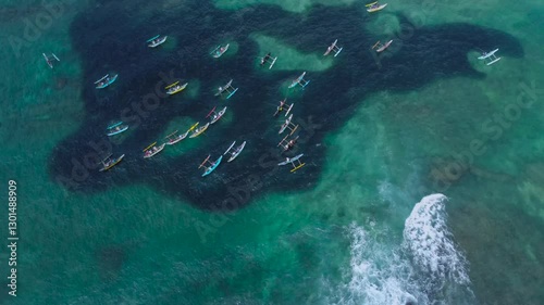 fishermen on wooden boats top view shrilanka photo