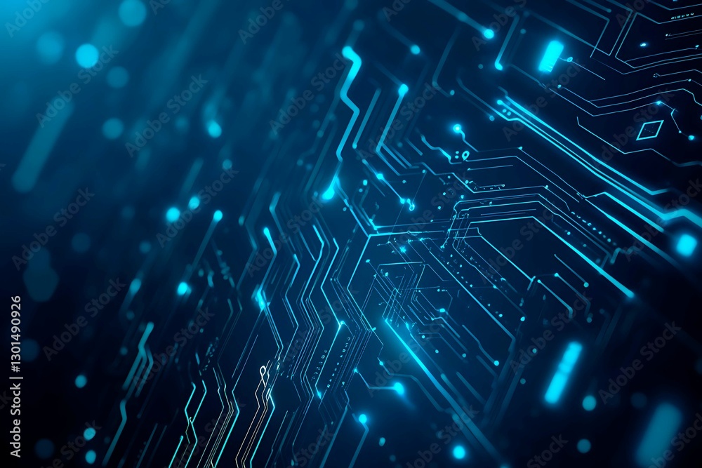 Abstract close-up of a glowing blue digital circuit board, showcasing intricate connections and technological design on a black background.
Abstract close-up of a glowing blue digital circuit board, showcasing intricate connections and technological design on a black background.