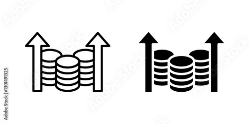 Dollar money increase Icon set.Symbol isolated white background. vector illustration. color editable.