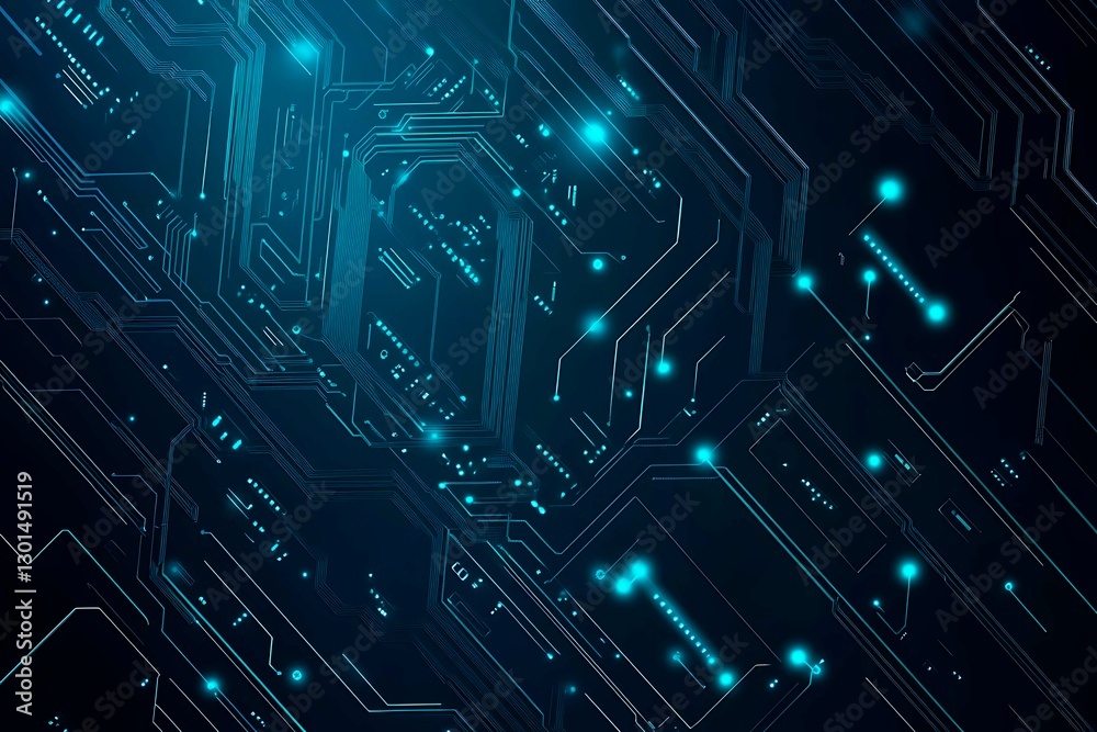Abstract close-up of a glowing blue digital circuit board, showcasing intricate connections and technological design on a black background.
Abstract close-up of a glowing blue digital circuit board, showcasing intricate connections and technological design on a black background.