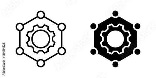 PlGear connection Icon set.Symbol isolated white background. vector illustration. color editable.