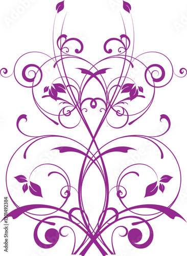 Symmetrical Red Ornamental Design with Swirling Vines