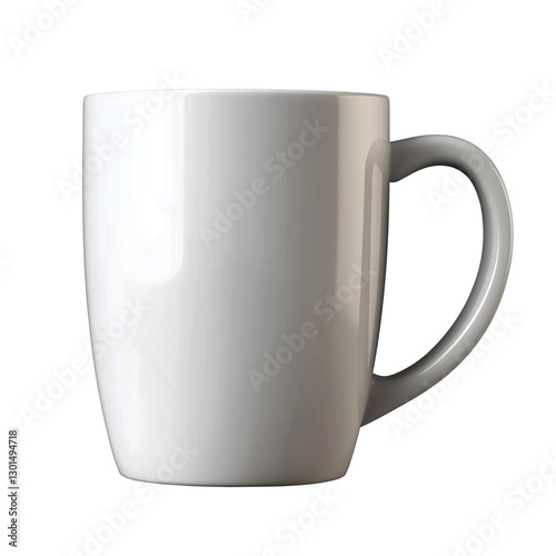 Ceramic White Coffee Mug With Minimalist Design isolated on a white background
