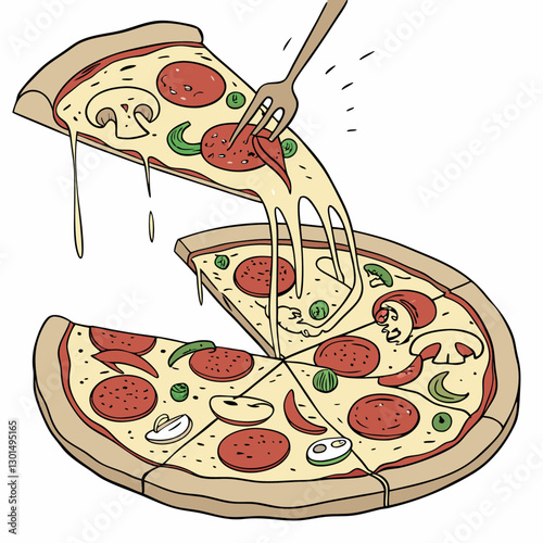 Realistic full-body pizza vector artwork