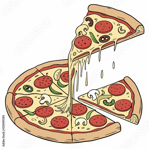 Realistic full-body pizza vector artwork