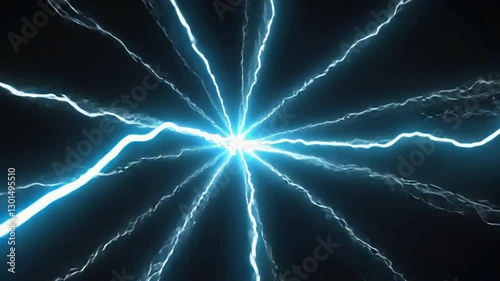 Blue Lightning Bolt in Dark Space with Dynamic Energy Effect