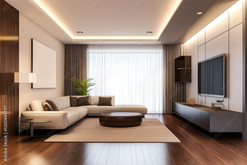 Modern interior with clean design and ample copyspace. AI generated illustration. Modern interior with clean design and ample copyspace. AI generated illustration.