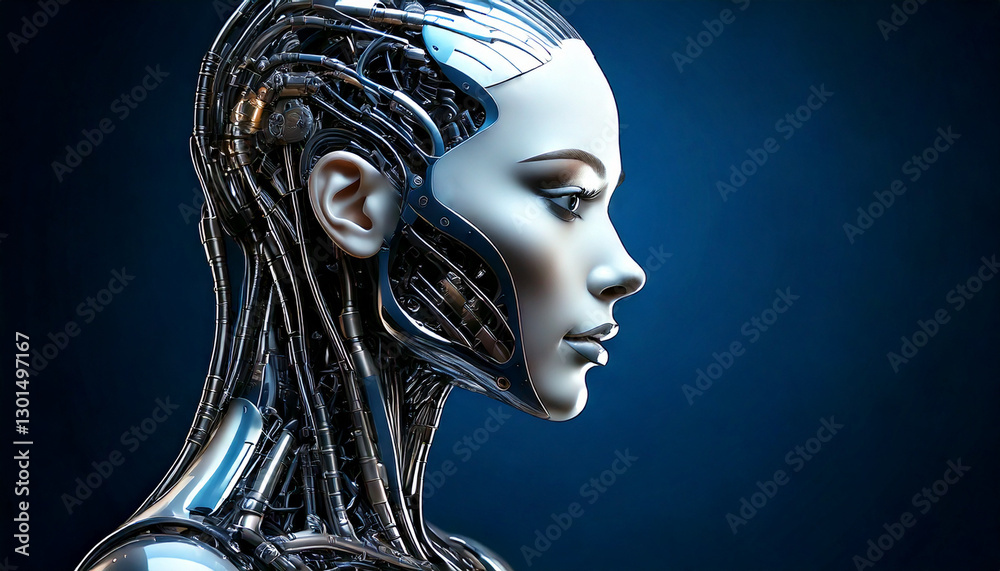 side profile of a humanoid ai robot head
