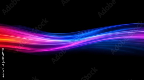 Abstract vibrant glowing wavy lines on black background. Possible use Graphic design, digital art, wallpapers, backgrounds