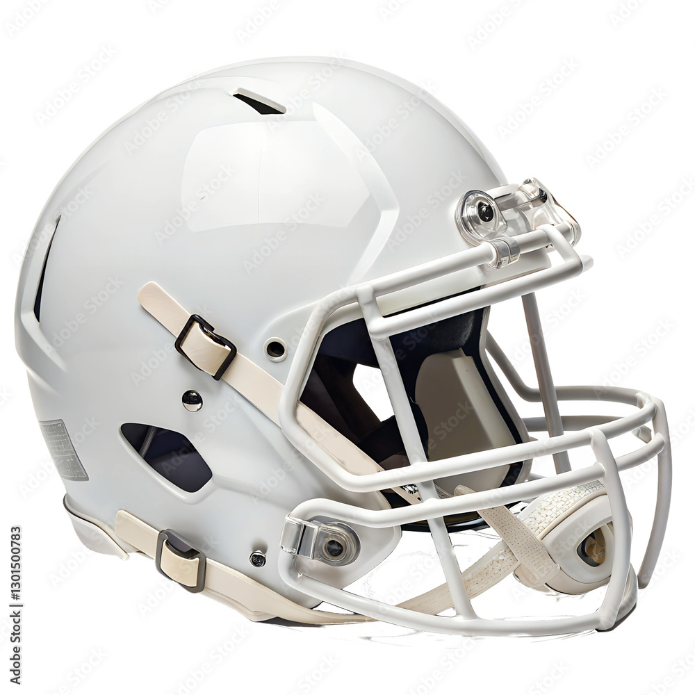 Fototapeta premium A white football helmet on a transparent background.