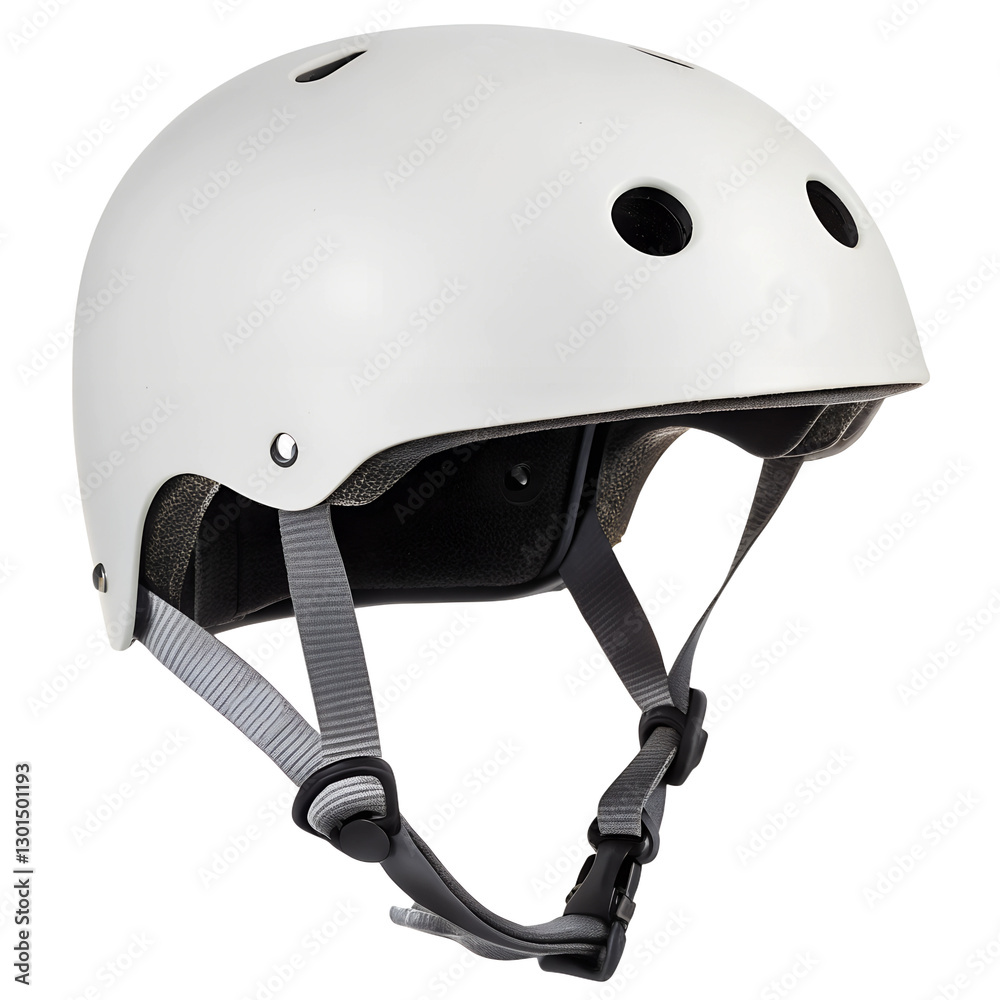 Fototapeta premium A white skateboard helmet on a transparent background.