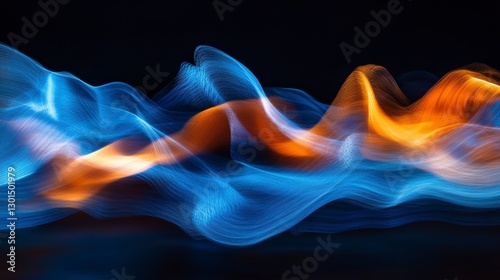 Abstract Light Trails Flowing, Vibrant Colors on Dark Background, Possibly for Wallpaper or Design Inspiration photo