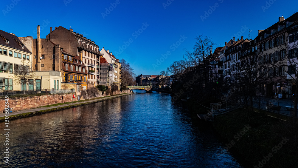 Fototapeta premium The wonderful architecture of Strasbourg on a winter morning